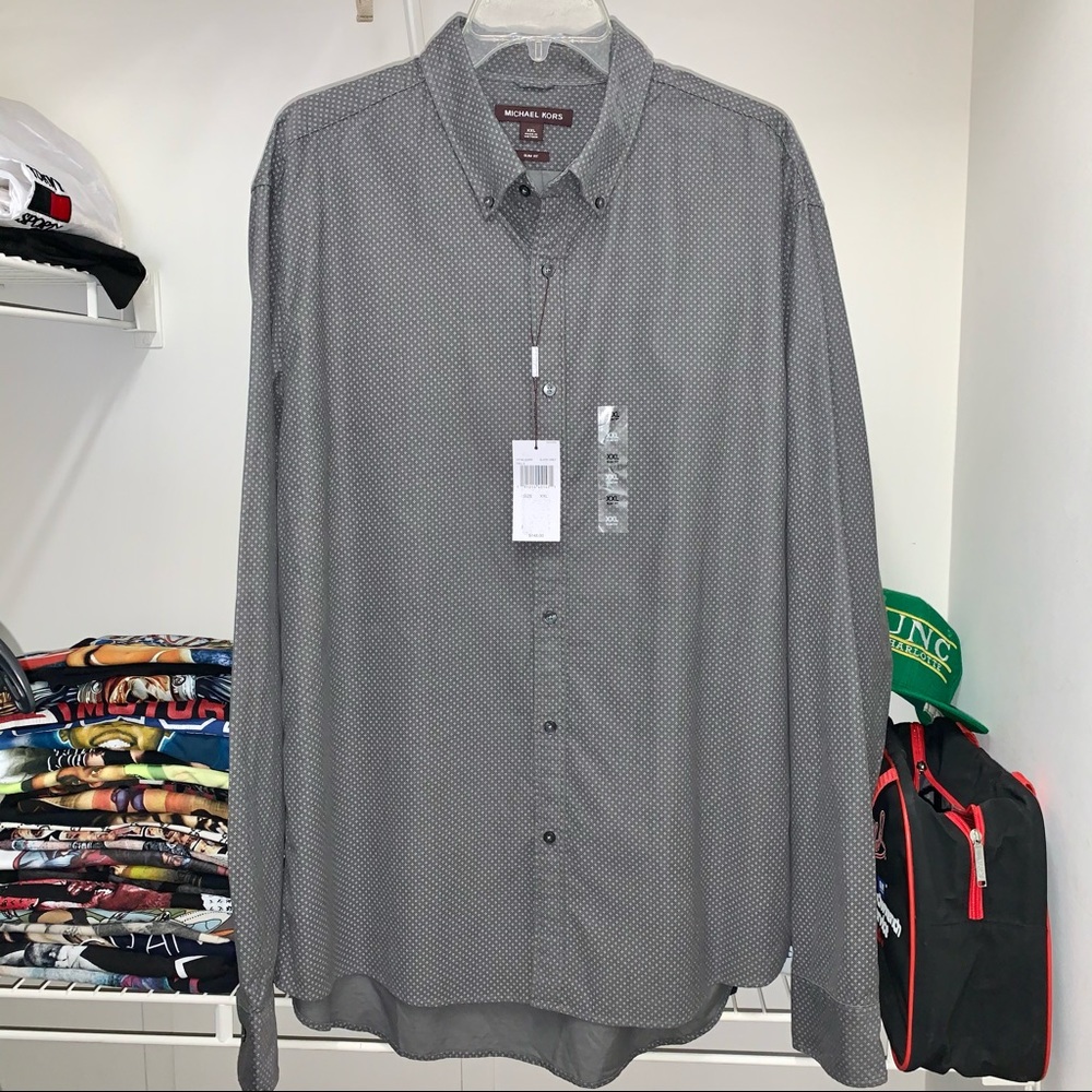 Michael Kors Slate Grey Long Sleeve Shirt XXL